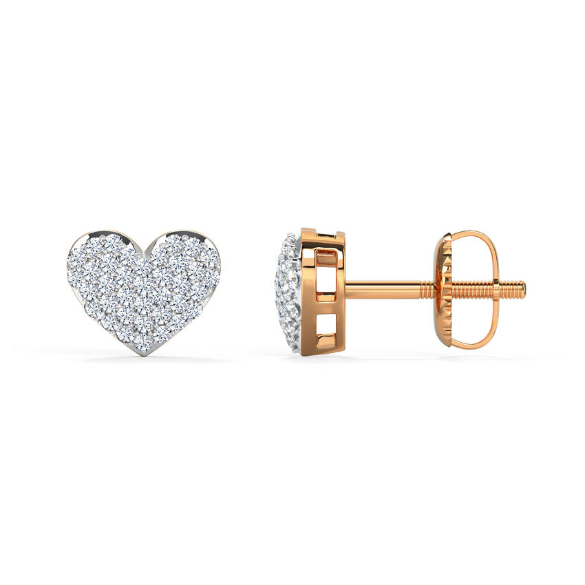Sparkling Heart Diamond Studs