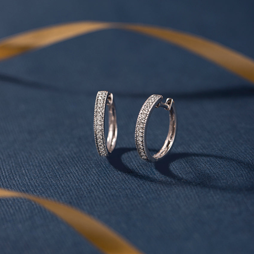 Diamond Line Hoop Earrings
