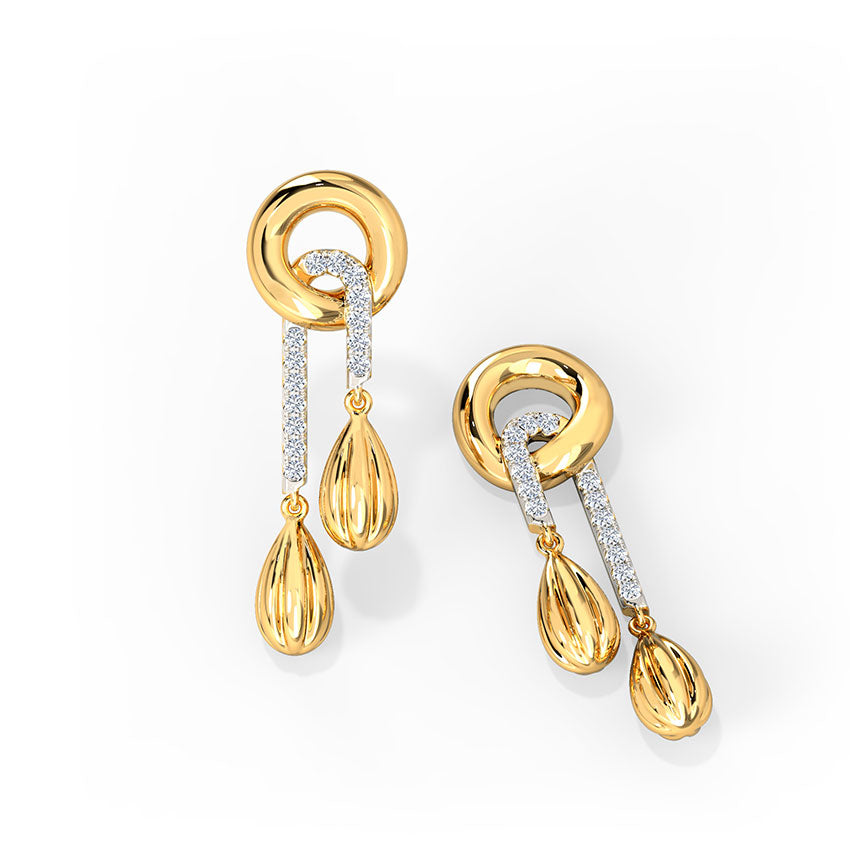 Stepped Diamond Drop Earrings