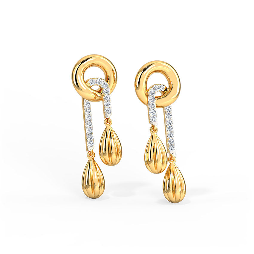 Stepped Diamond Drop Earrings