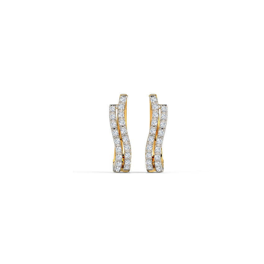 Wavy Diamond Hoop Earrings