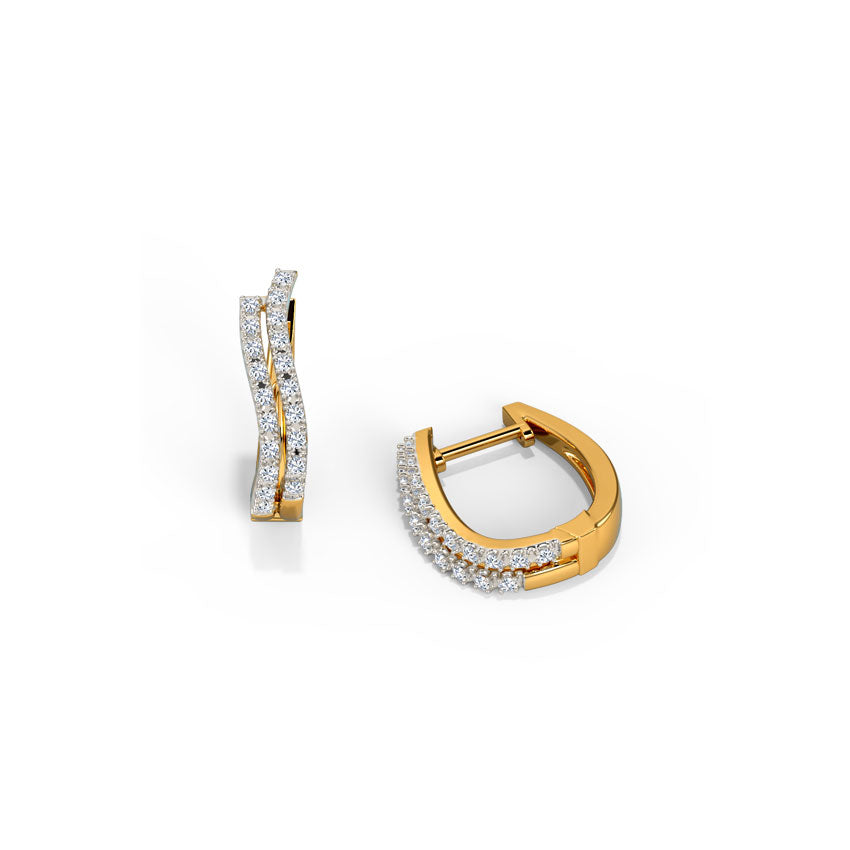 Wavy Diamond Hoop Earrings
