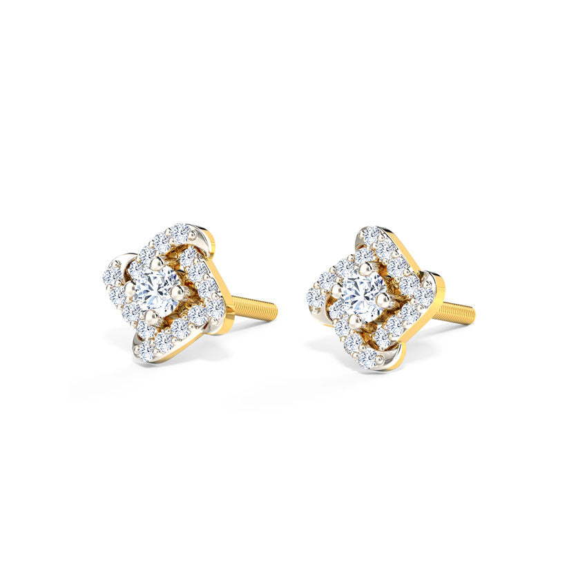 Charming Curved Diamond Stud Earrings
