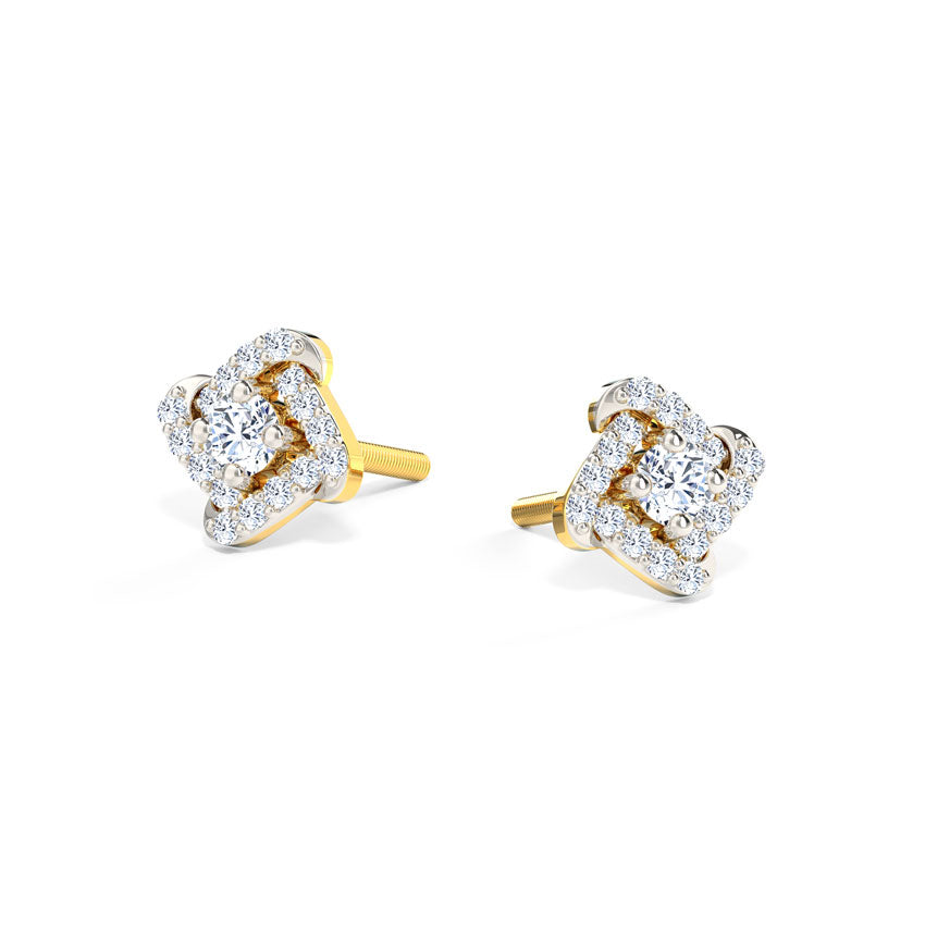Charming Curved Diamond Stud Earrings