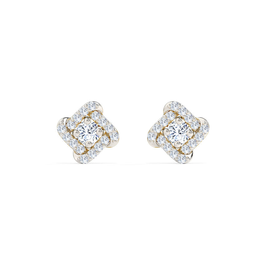 Charming Curved Diamond Stud Earrings