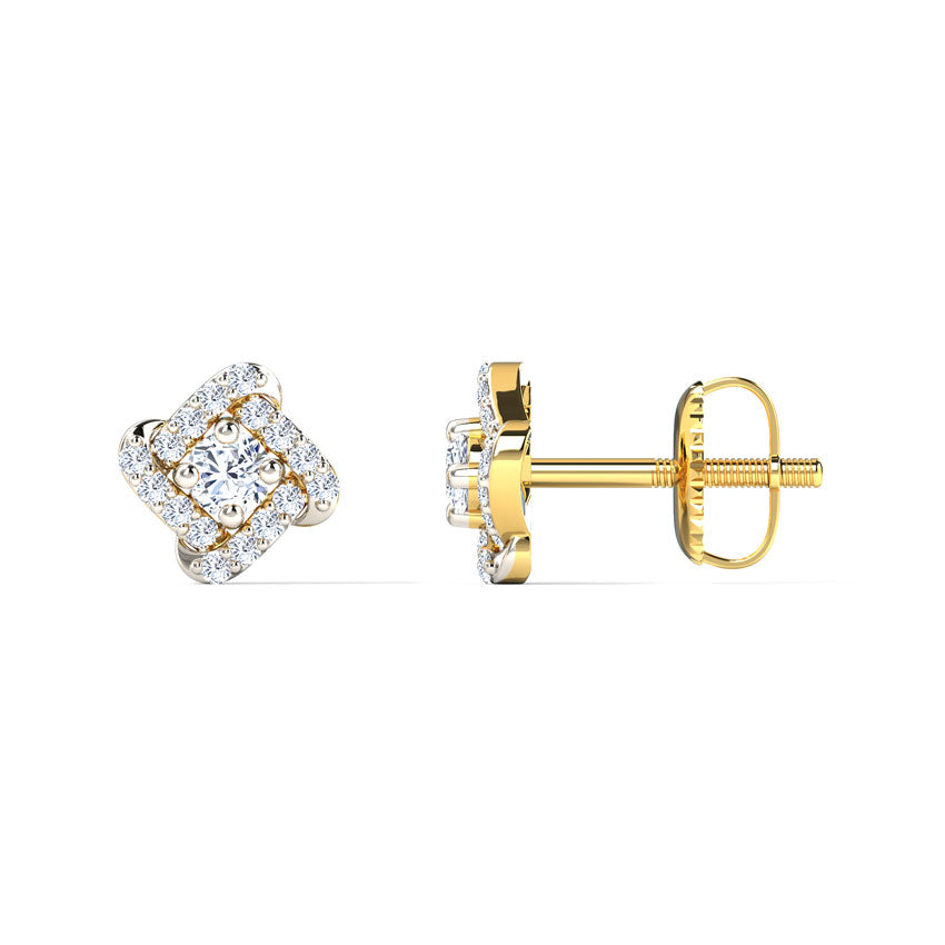 Charming Curved Diamond Stud Earrings