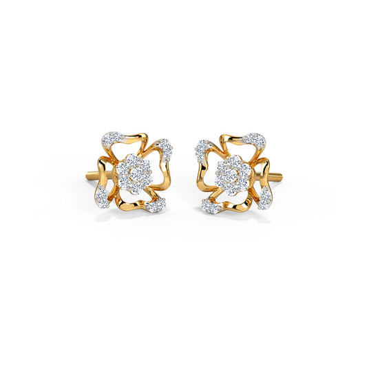 Petite Floral Diamond Stud Earrings