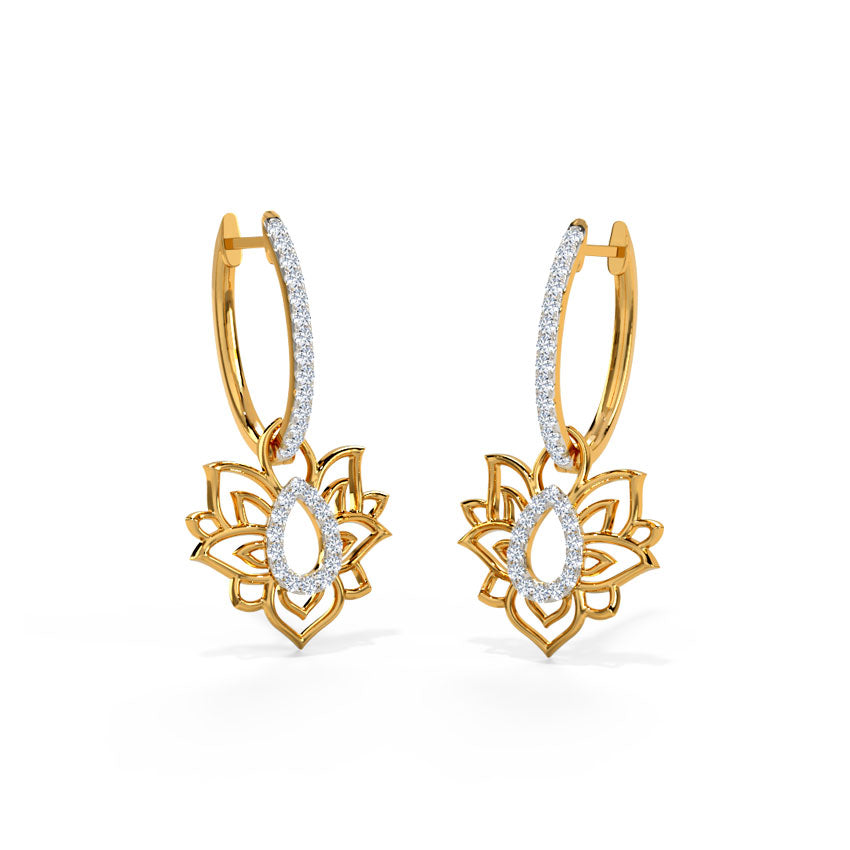 Lotus Loop Diamond Hoop Earrings
