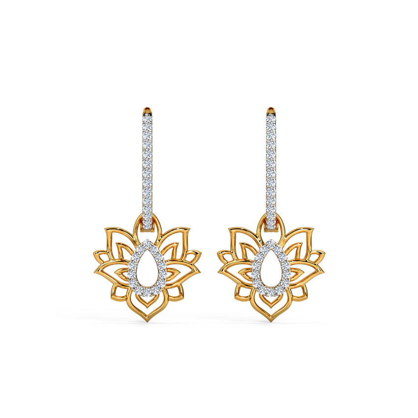 Lotus Loop Diamond Hoop Earrings