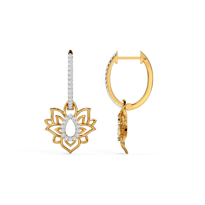 Lotus Loop Diamond Hoop Earrings
