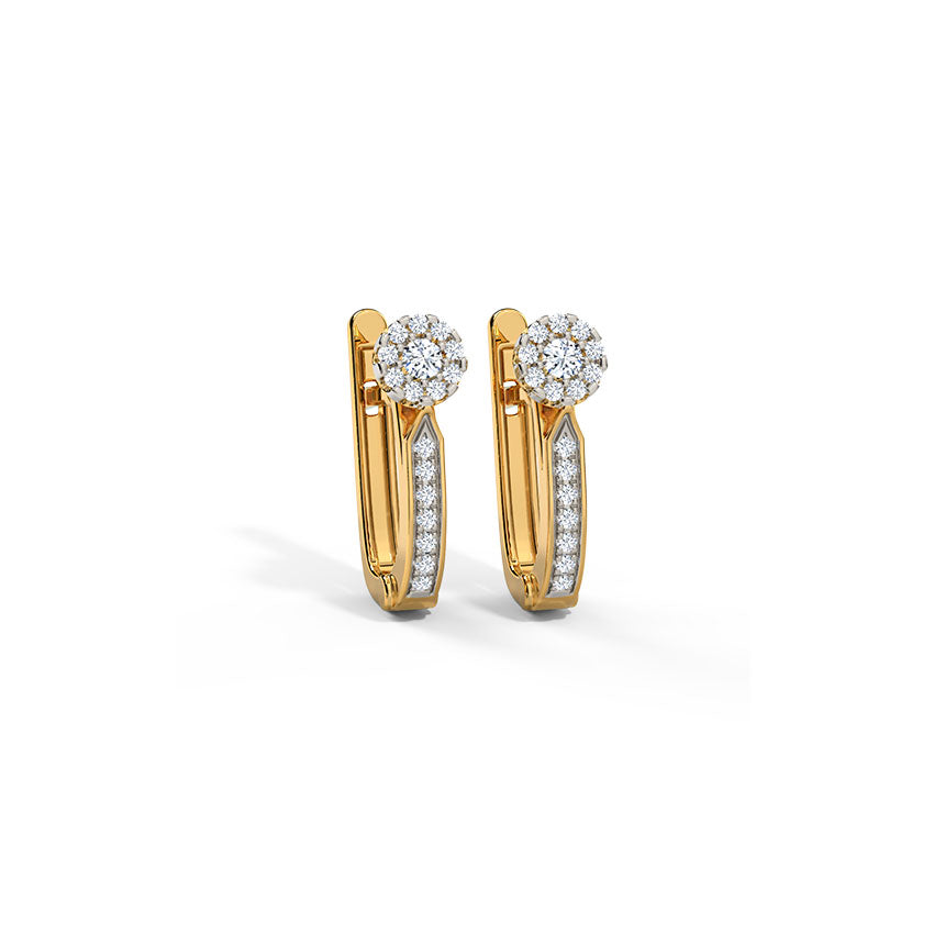 Linear Diamond Loop Earrings