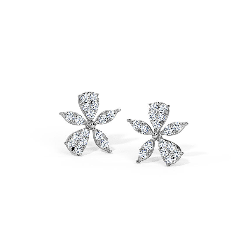 Asymmetrical Bloom Diamond Stud Earrings