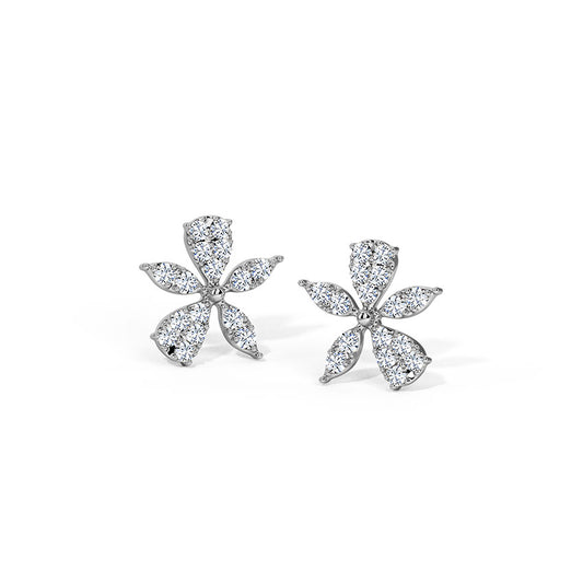 Asymmetrical Bloom Diamond Stud Earrings
