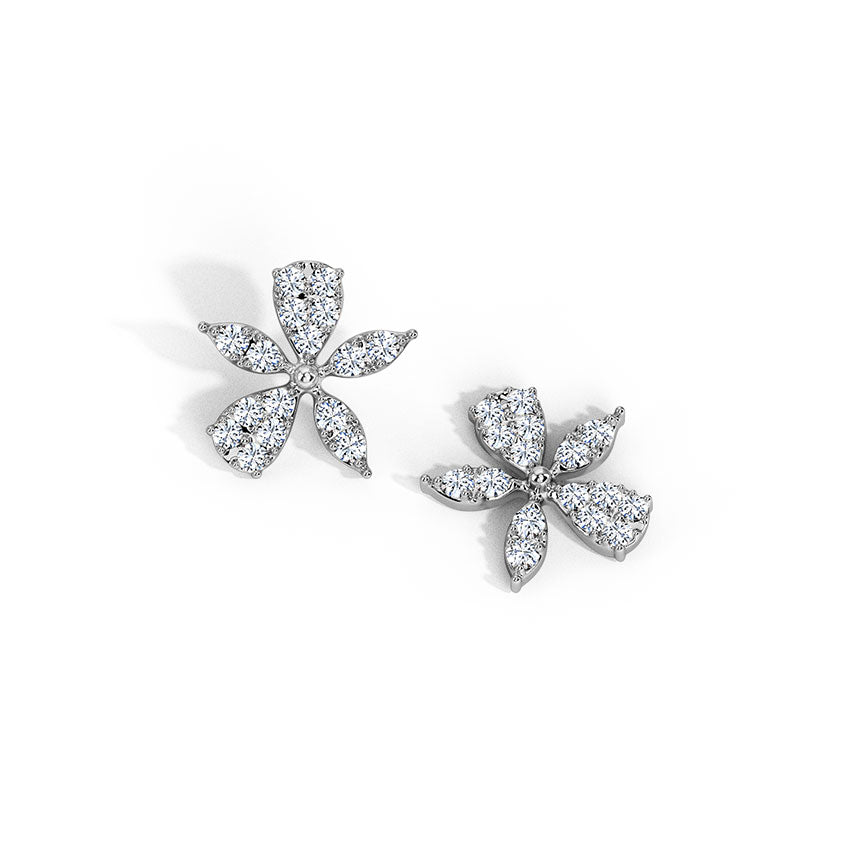 Asymmetrical Bloom Diamond Stud Earrings