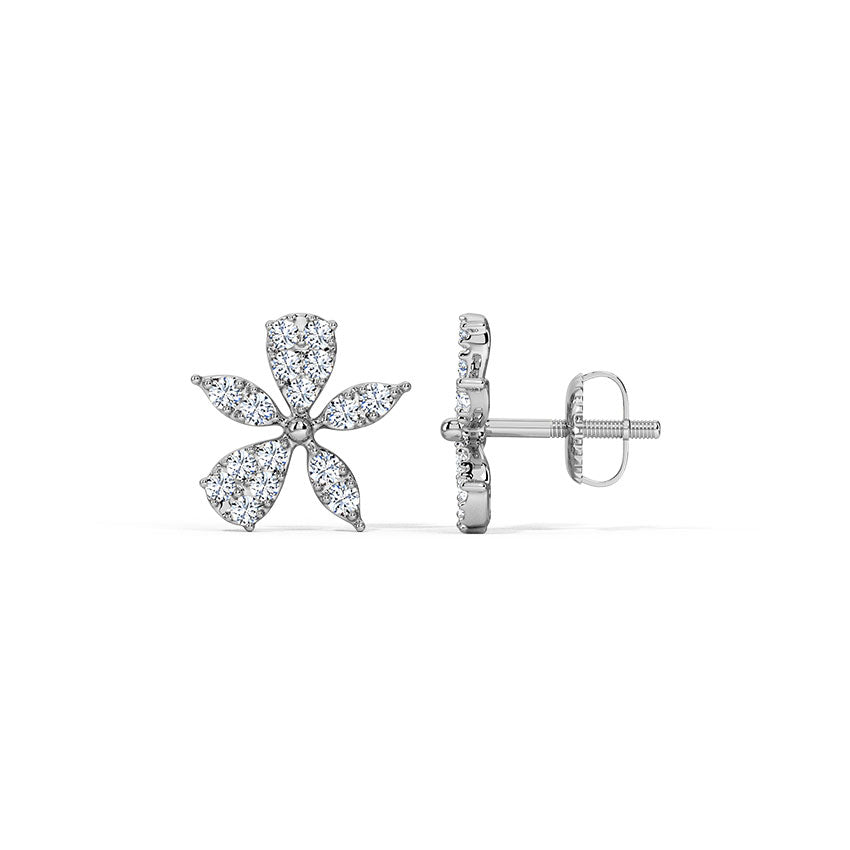 Asymmetrical Bloom Diamond Stud Earrings