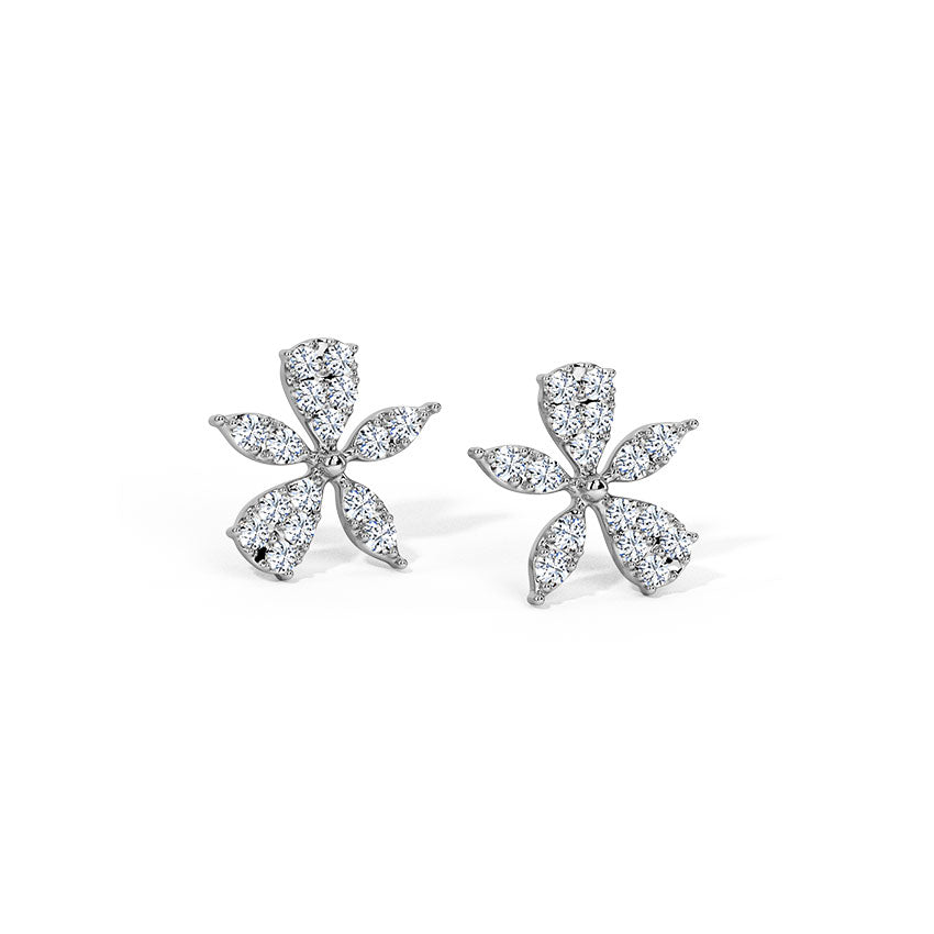 Asymmetrical Bloom Diamond Stud Earrings