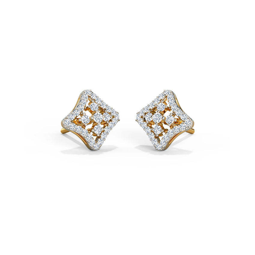 Checkered Diamond Stud Earrings