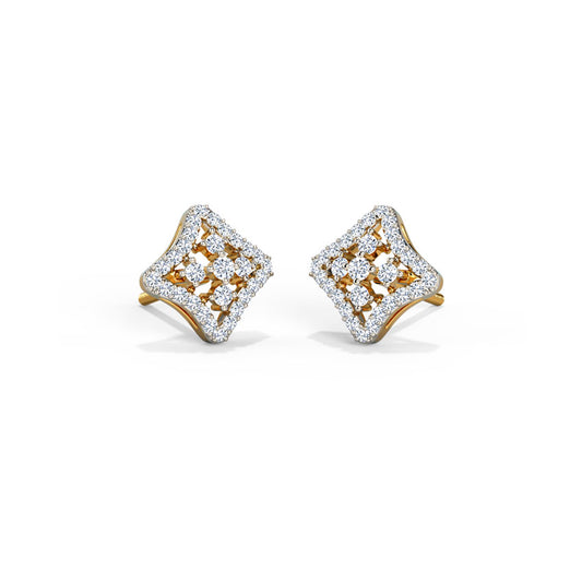 Checkered Diamond Stud Earrings