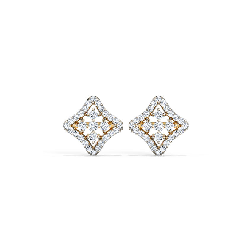 Checkered Diamond Stud Earrings