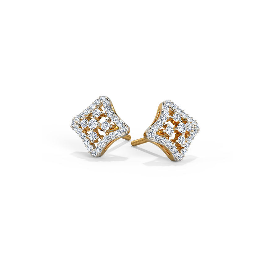 Checkered Diamond Stud Earrings