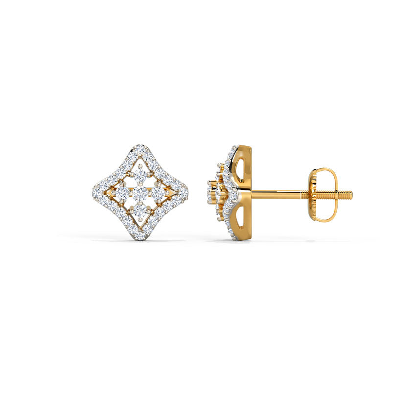 Checkered Diamond Stud Earrings