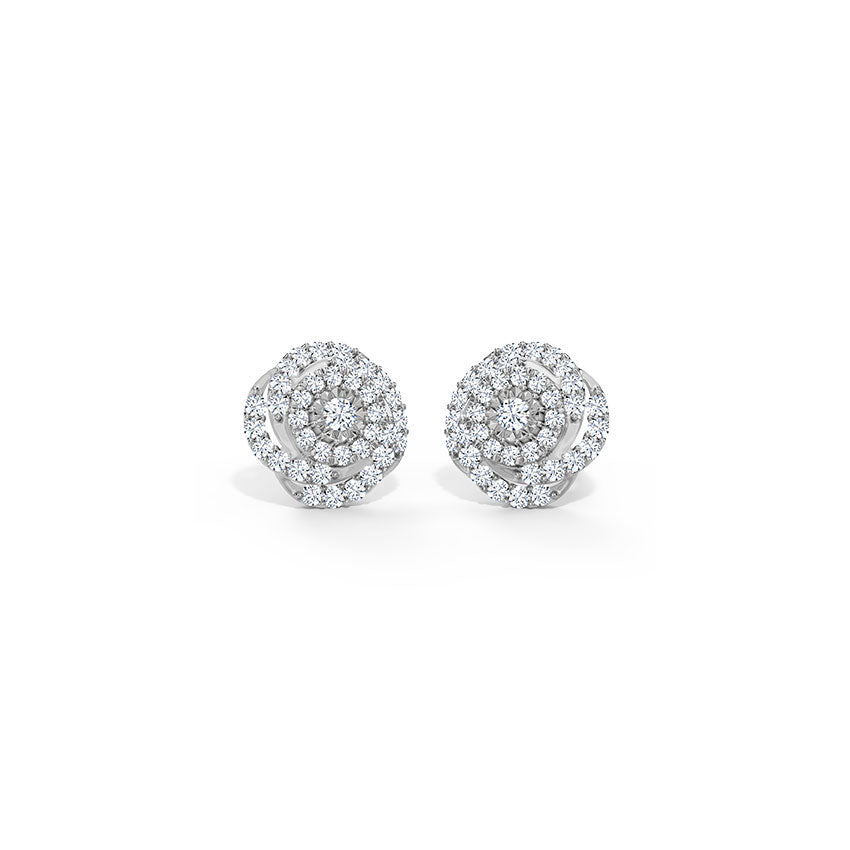 Spiraled Cluster Diamond Stud Earrings