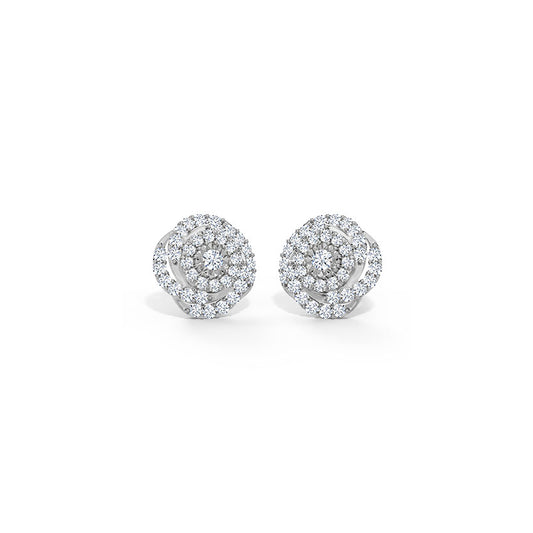 Spiraled Cluster Diamond Stud Earrings