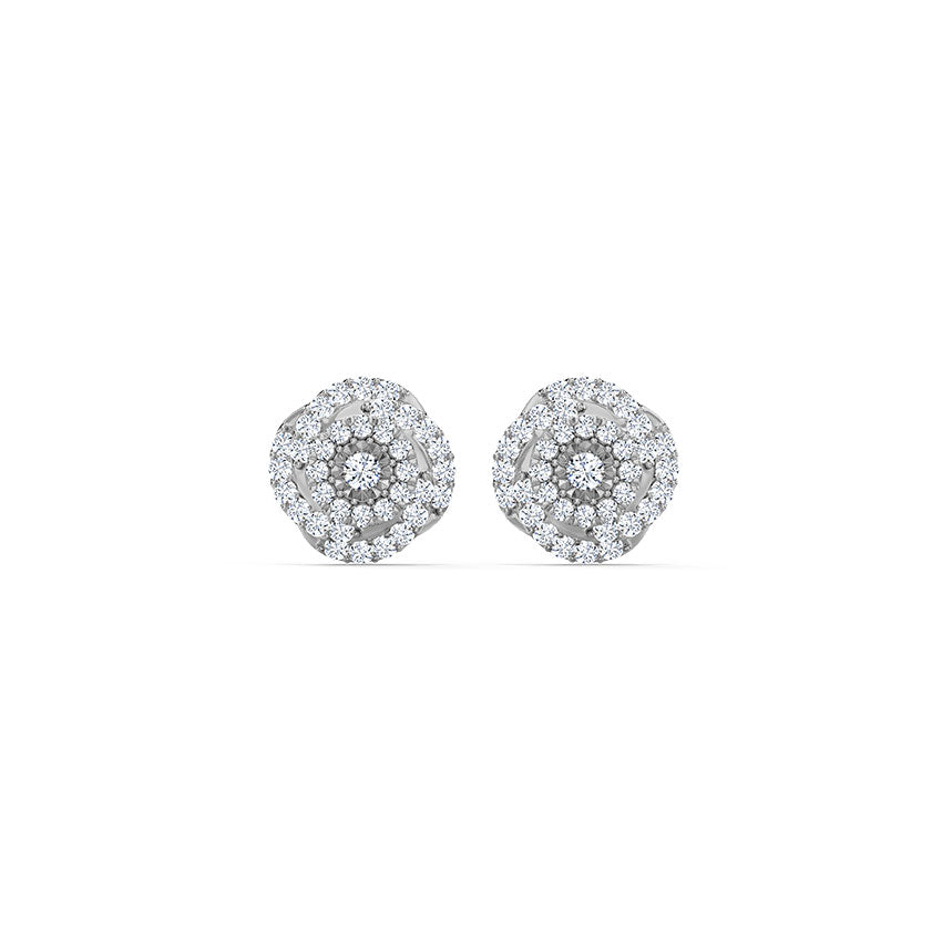 Spiraled Cluster Diamond Stud Earrings