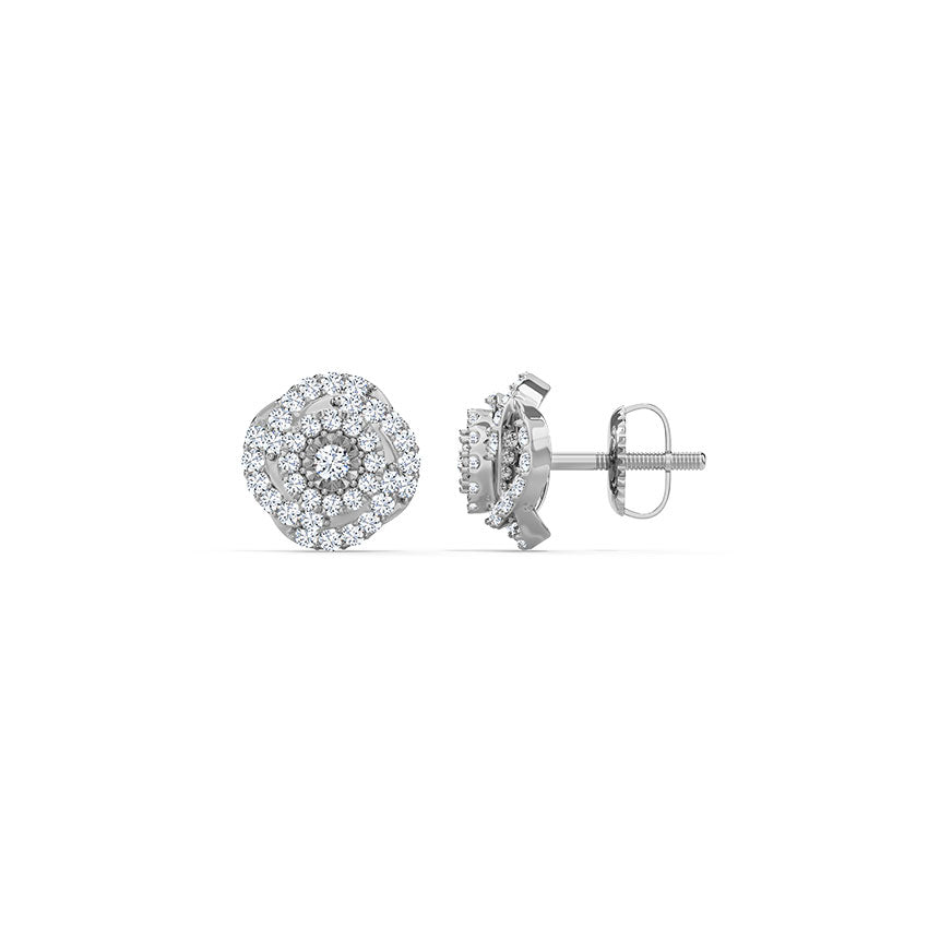 Spiraled Cluster Diamond Stud Earrings