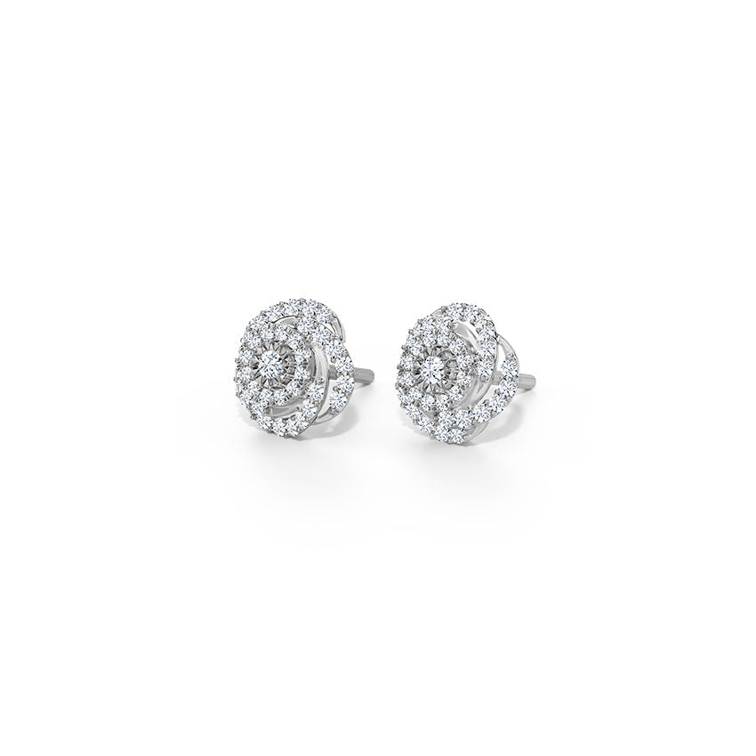 Spiraled Cluster Diamond Stud Earrings