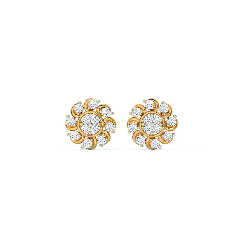 Lotus Bloom Diamond Stud Earrings