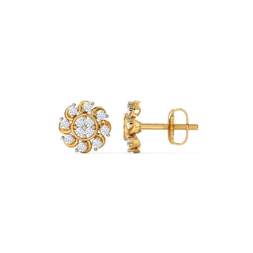Lotus Bloom Diamond Stud Earrings