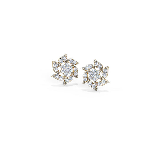 Floral Diamond Stud Earrings