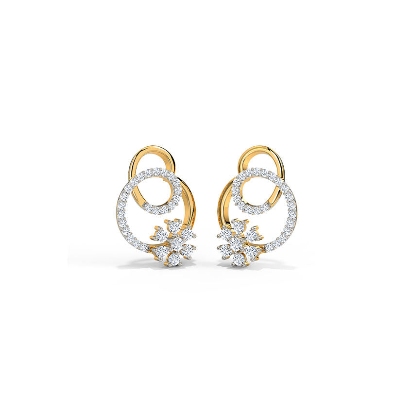 Looped Floret Diamond Stud Earrings