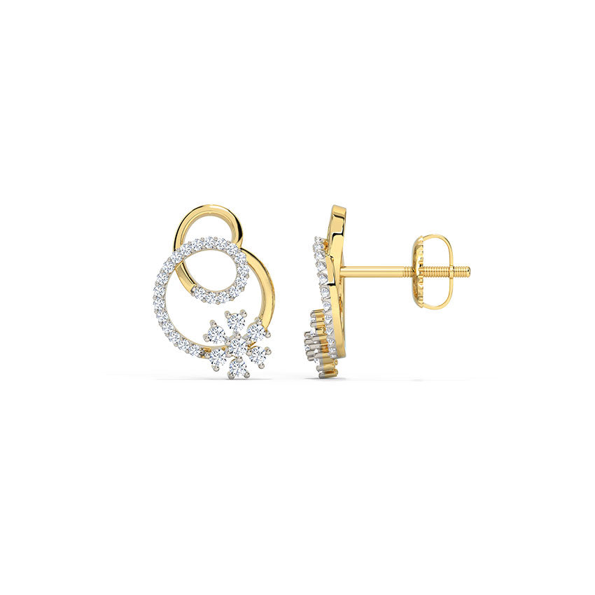Looped Floret Diamond Stud Earrings