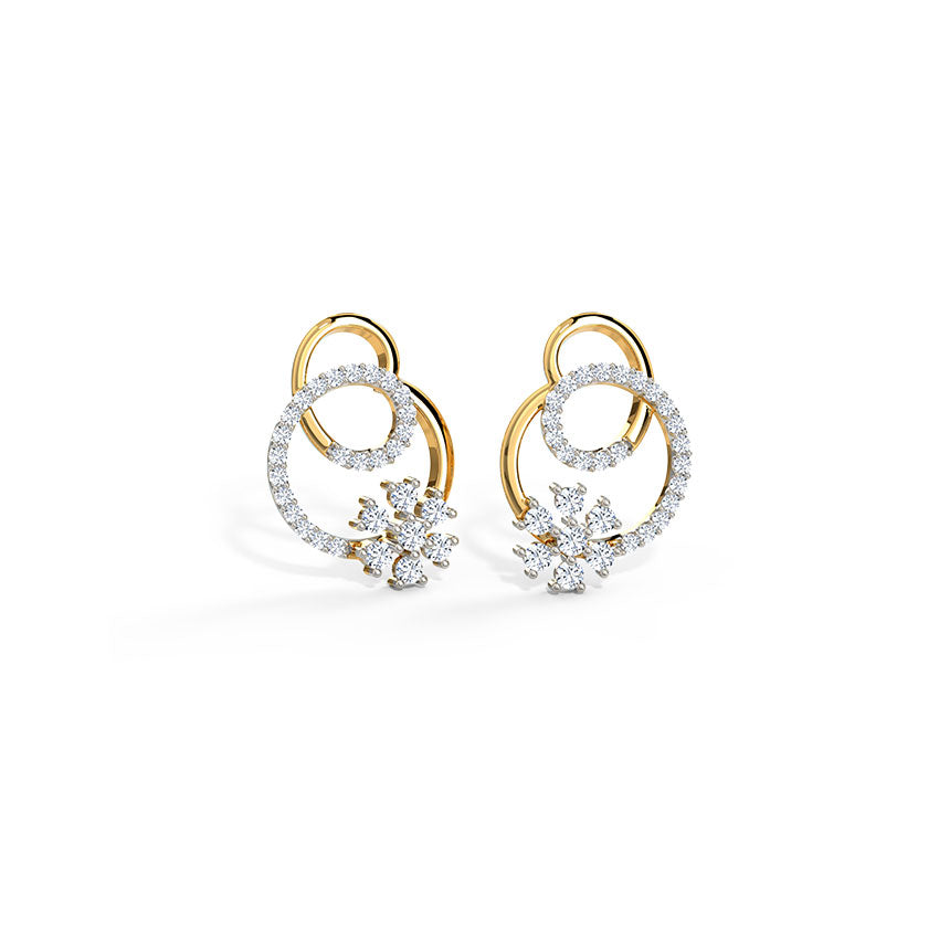 Looped Floret Diamond Stud Earrings