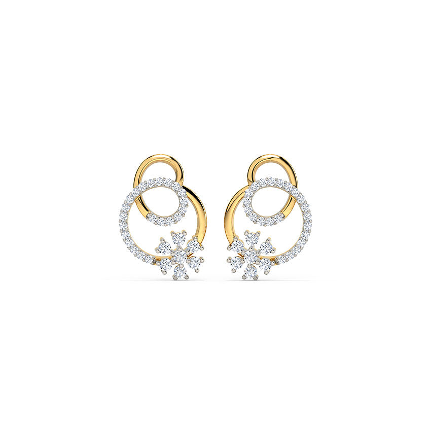 Looped Floret Diamond Stud Earrings
