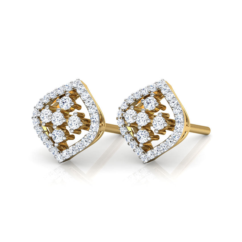 Curved Diamond Kite Stud Earrings