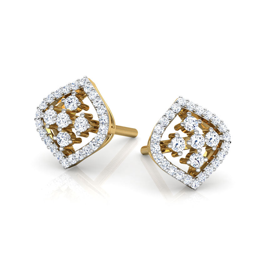 Curved Diamond Kite Stud Earrings
