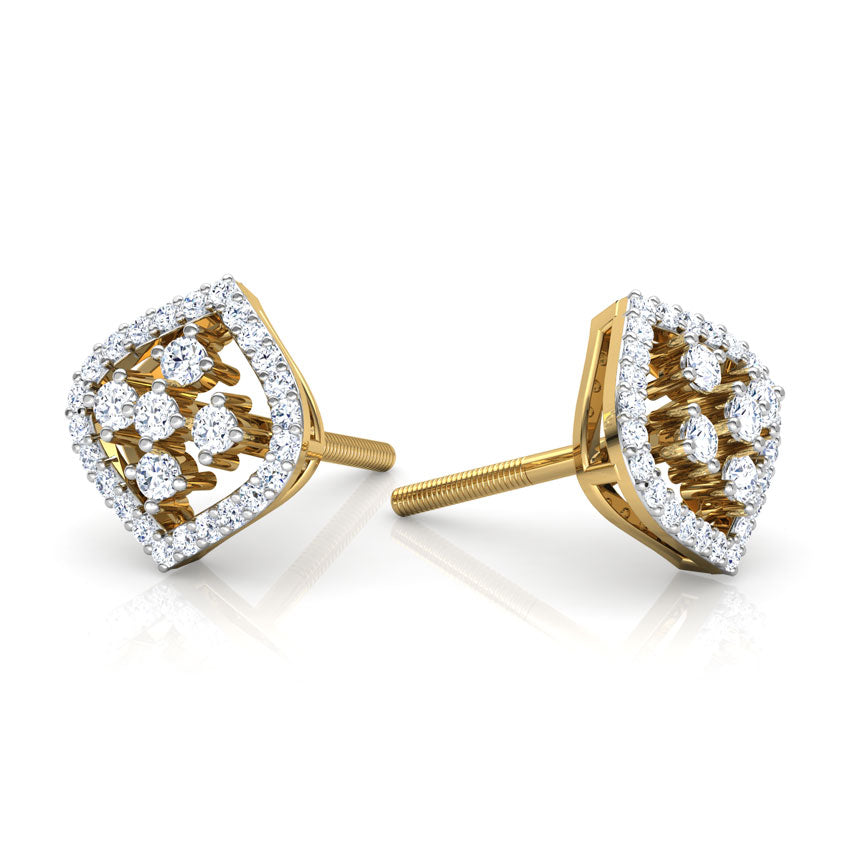Curved Diamond Kite Stud Earrings