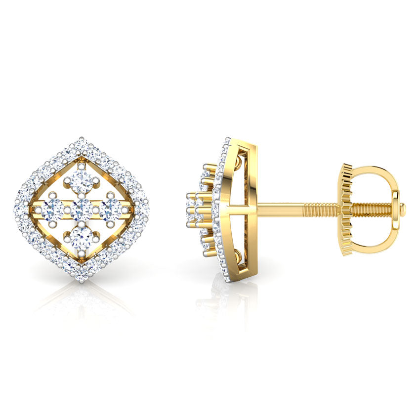 Curved Diamond Kite Stud Earrings
