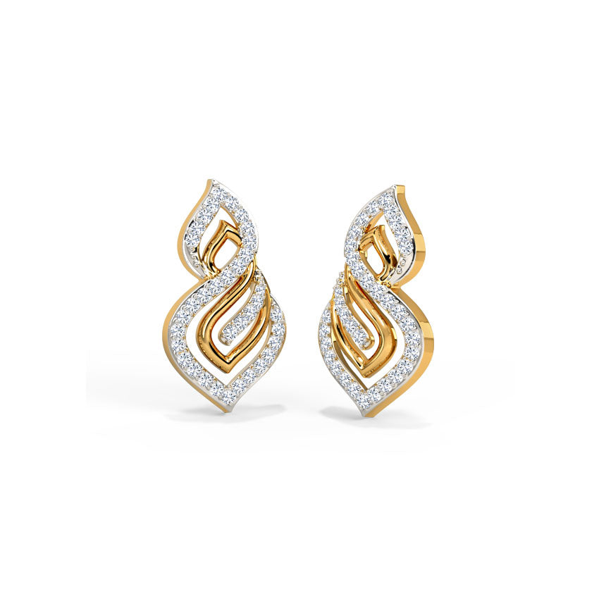 Radiant Flame Diamond Stud Earrings