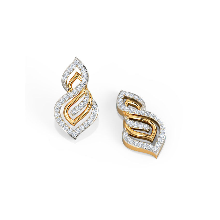 Radiant Flame Diamond Stud Earrings