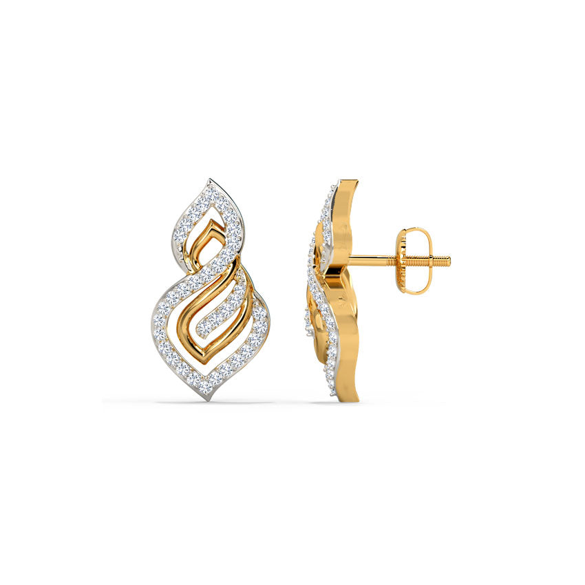 Radiant Flame Diamond Stud Earrings
