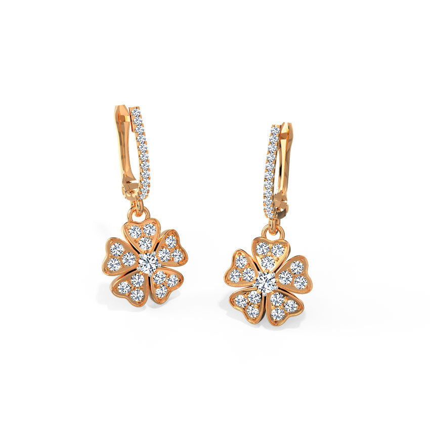 Heart Clover Flora Diamond Hoop Earrings