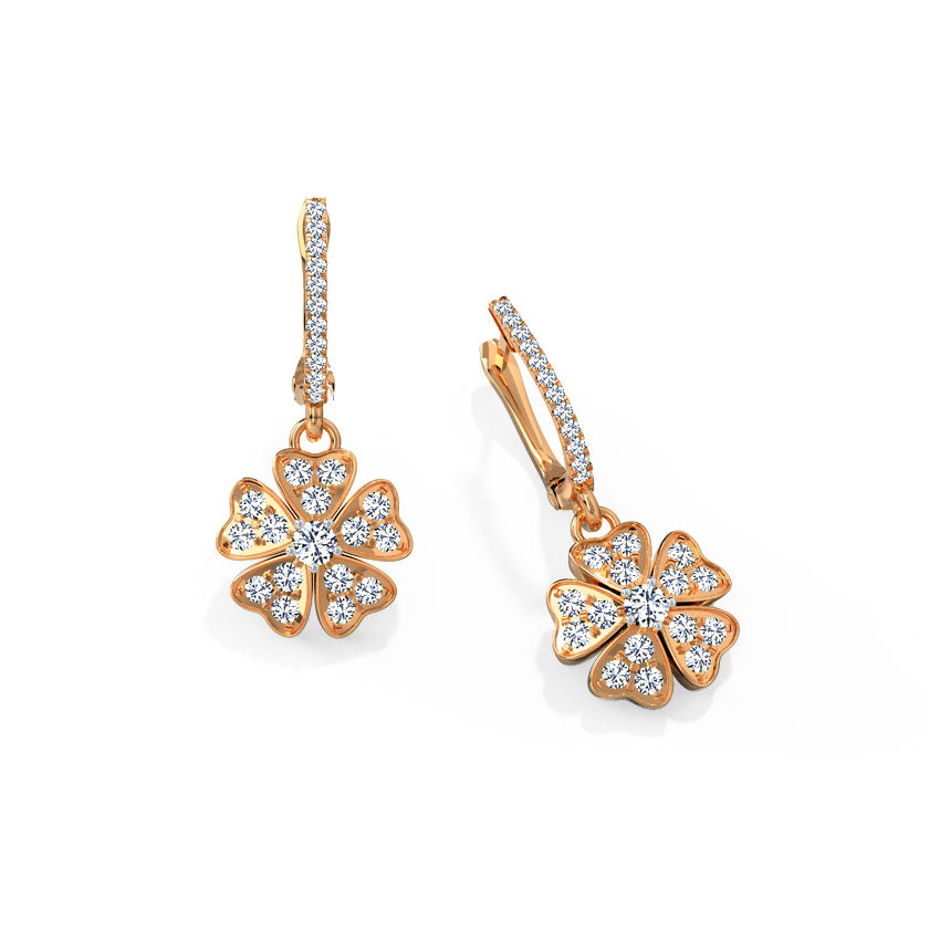 Heart Clover Flora Diamond Hoop Earrings