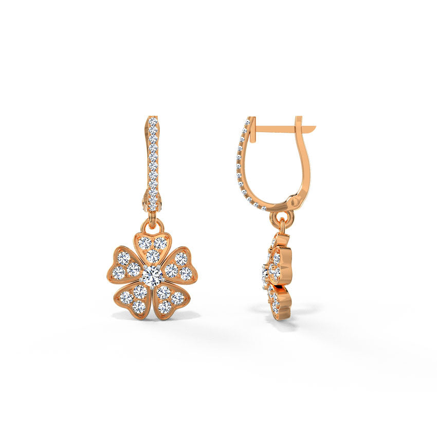 Heart Clover Flora Diamond Hoop Earrings
