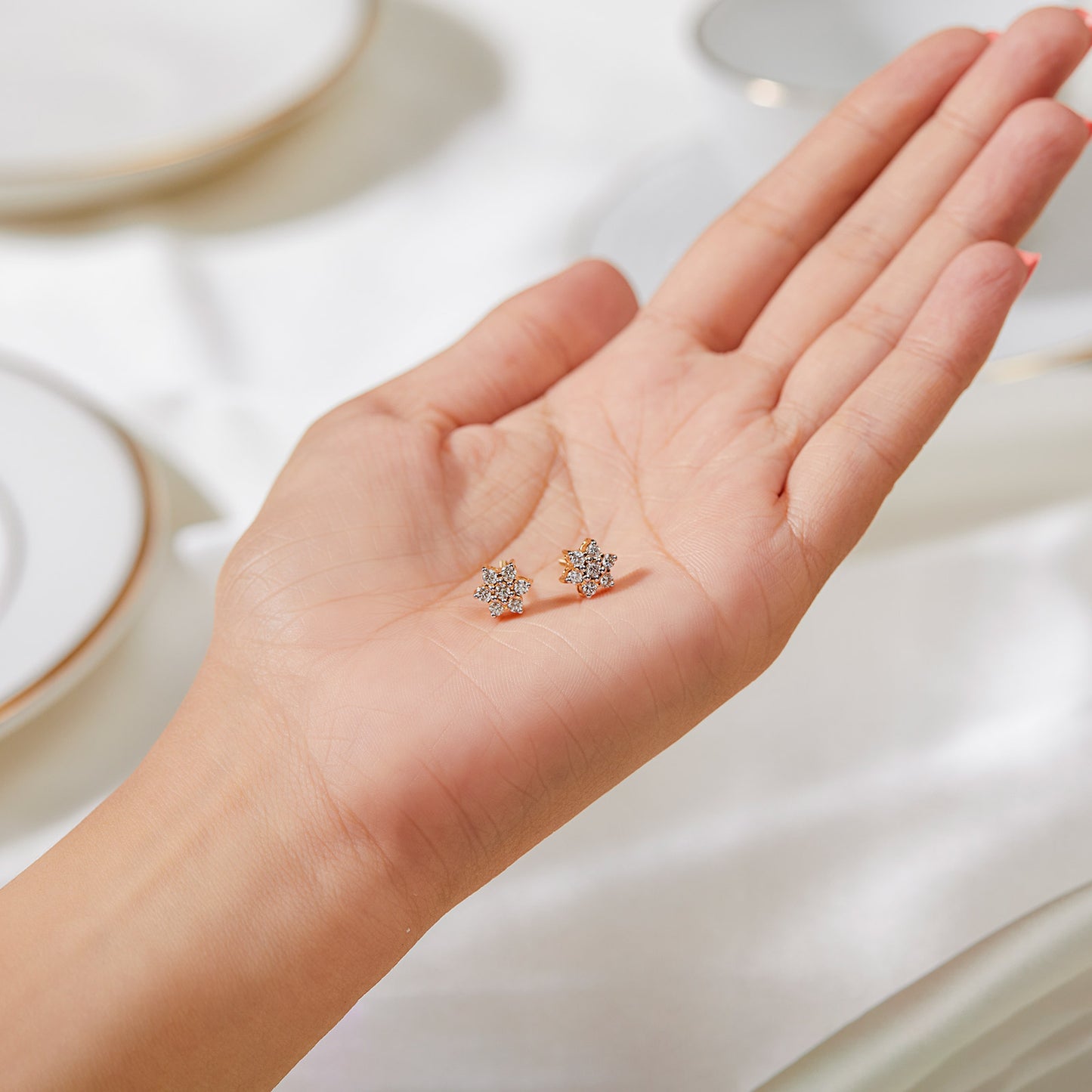 Luna White Lantha Diamond Stud Earrings