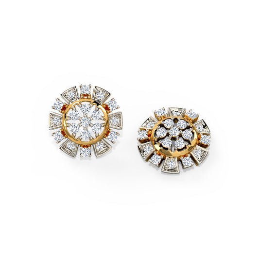 Vintage Sun Diamond Stud Earrings