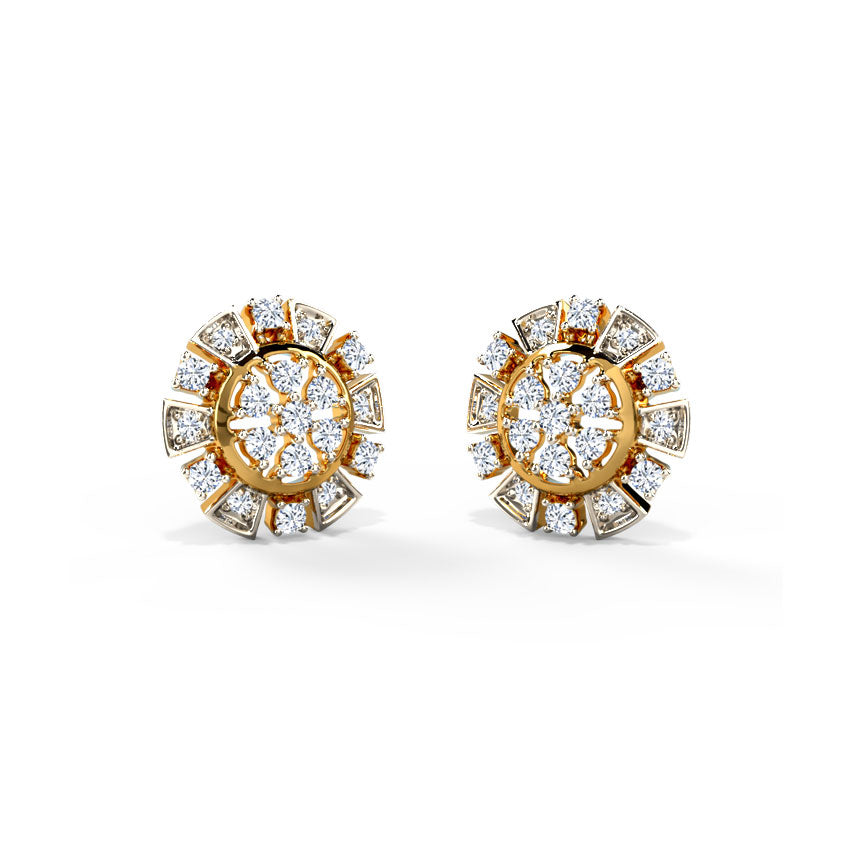Vintage Sun Diamond Stud Earrings